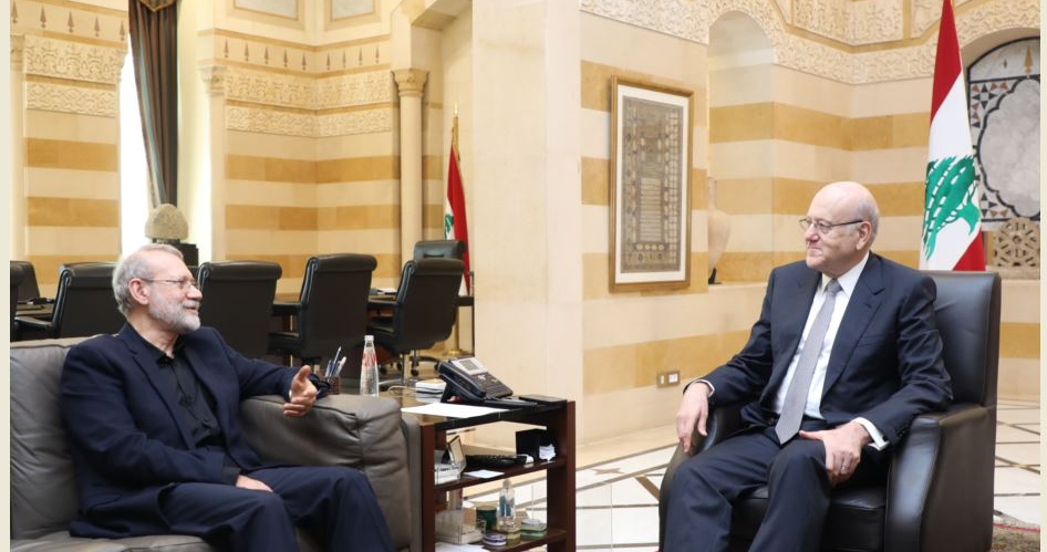 لاريجاني زار رئيسي المجلس والحكومةو نقل رسائل للاسد وبري: ايران تدعم اي قرار تتخذه الحكومة والمقاومة